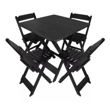 Imagem de Kit Mesa 70X70 Com 4 Cadeiras - Mobihome, PRETO