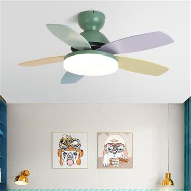 Imagem de Ventilador de teto com iluminação LED de estilo moderno nórdico, simples, ideal para sala de estar, restaurante,quarto e quarto infantil(1 unidade) (Estilo 19)