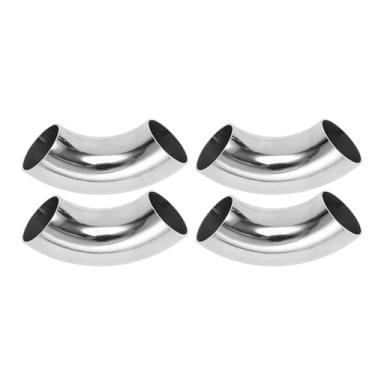 Imagem de Motoforti 4 peças 90 graus mandril curva cotovelo carro modificado tubo de escape tubulação 304 aço inoxidável tom prata 304