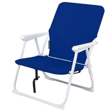 Imagem de OVENTE Cadeira de acampamento portátil – Mochila dobrável com assento ergonômico, apoios de braço acolchoados e encosto de suporte – ideal para caminhadas, praia e acampamento, azul CHR011BL