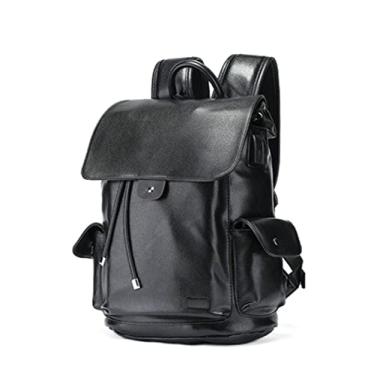 Imagem de Mochila da moda para homens bolsas de viagem bolsa escolar masculina mochila de couro de grande capacidade para laptop(Black2)