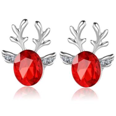 Imagem de LOMISS BRINCO METAL CHIFRE DE RENA PEDRA ROSA