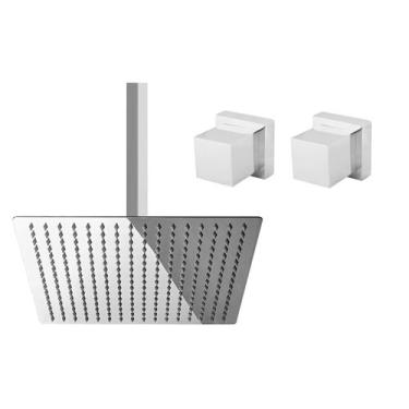 Imagem de Chuveiro Teto Ducha Slim Cromado + 2x Acabamento Registro - Fine Metai