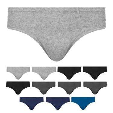 Imagem de Kit 12Cuecas Masculina Algodão Slip Tradicional - SELENE, Multicolor, 