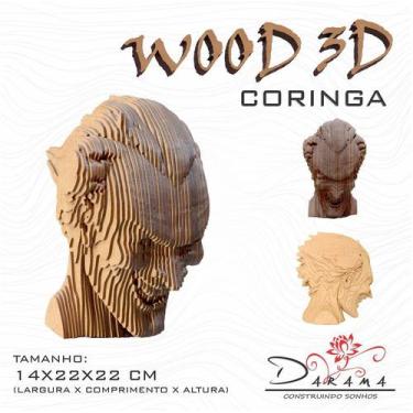 Imagem de  Quebra cabeças 3D Cabeça Enfeite CORINGA Busto MDF 3mm NATURAL - Dara