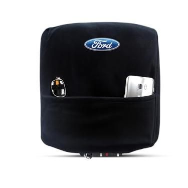 Imagem de Seat Armour Capa de console de ajuste personalizado com logotipo bordado compatível com modelos Ford F150 com assento de salto (oficialmente licenciado, terceiros assentos e bancos de banco)