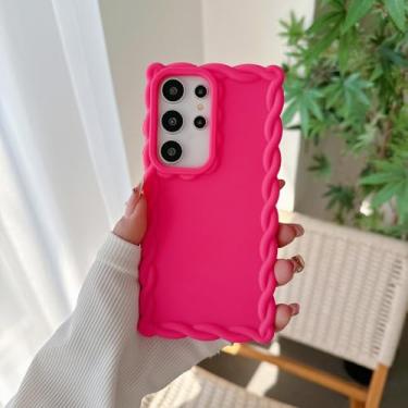 Imagem de HPQWN Capa de celular com bordas onduladas e curvas para Samsung Galaxy A54 5G (para Samsung Galaxy A54 5G / vermelho rosa)
