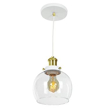 Imagem de Lustre Pendente Château Bola Media Vidro Branco Gold 20cm