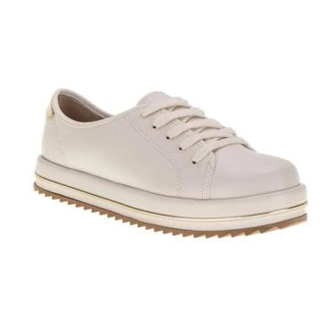 Imagem de Tênis Beira Rio Plataforma Conforto Feminino Branco Off Dourado