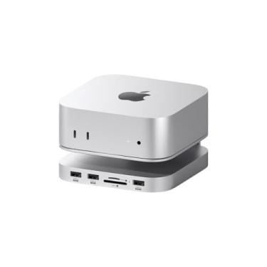 Imagem de Hagibis Hub e suporte para Mac mini M4 com gabinete SSD, estação de ancoragem USB tipo C 3 em 1 com capa SSD M.2 NVMe, 4K @ 60Hz HDMI, 10Gbps USB3.2 Gen2, SD4.0, TF4.0, fonte de alimentação 5V/2A para