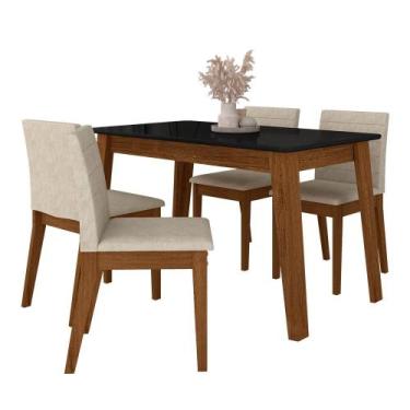 Imagem de Mesa Com 4 Cadeiras 1,36 Austin Freijó/preto/bege - M.a - A Móveis Ara