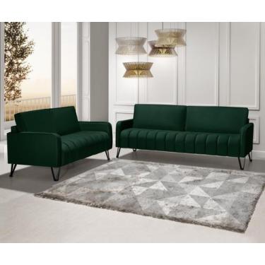 Imagem de Sofá Living 3 e 2 Lugares Savana  - 2,20/1,58mts Com Pé de Ferro Preto