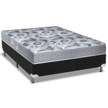 Imagem de Cama Box Viúva: Colchão Espuma Ortobom D28/EP Fort Tech iso 60 + Base crc Suede Black(128x188)