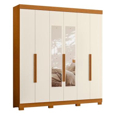 Imagem de Guarda Roupa Casal Vinci 6 Portas com Espelho - Móveis Albatroz Cinamomo/Off White