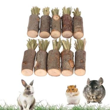 Imagem de Brinquedos para Mastigar Hamster, 10 Peças, Varas para Mastigar Coelho, Comida Orgânica Comestível, Brinquedos para Mastigar para Chinchila, Porquinhos-da-índia, Coelho, (Tipo de
