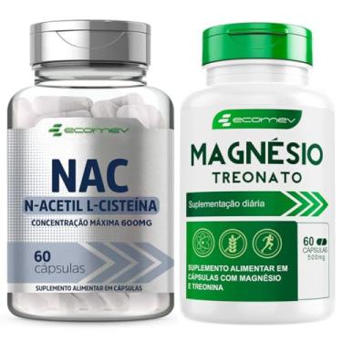 Imagem de Kit Magnesio Treonato 500Mg + Nac 600mg 120Cáps - Ecomev