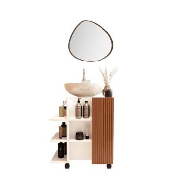 Imagem de Conjunto Espelho Orgânico  e Gabinete de Banheiro Classic - JM3 Móveis