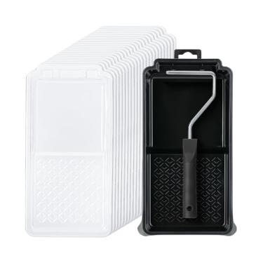 Imagem de Bates- Conjunto de bandejas de pintura de 10 cm, 22 peças, 1 bandeja de rolo de pintura de 10 cm, 20 forros de plástico descartáveis e 1 moldura de rolo