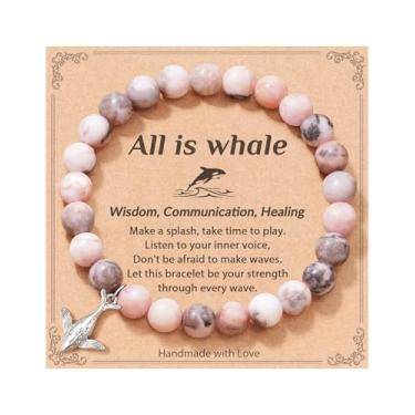 Imagem de KOXMOON All is Whale Nogu Pulseira tema oceano presentes náuticos para mulheres com cartão de mensagem, Medium, Pedra, Sem Pedra Preciosa