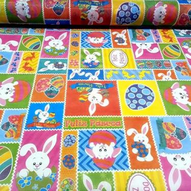 Imagem de TNT Estampado Páscoa Feliz Coelhinhos Ovinhos 1.50m x 1.40m