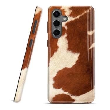 Imagem de ZISKGZO Capa compatível com Samsung Galaxy A56 5G, capa de silicone rígida de 2 camadas 2 em 1, capa protetora à prova de choque, linda estampa de pele de animal marrom ocidental