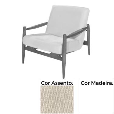 Imagem de Poltrona MH-3710 Herval Madeira Laca Fosca Branca Assento Estofado Beg