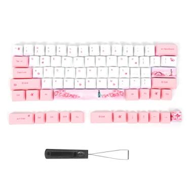 Imagem de Teclas de Sublimação Akozon 73PCs PBT Com Padrão de Menina Fofa, Acessório de Teclado Mecânico Resistente à Abrasão, Fácil de Instalar, Adequado para Teclados Mecânicos (6064