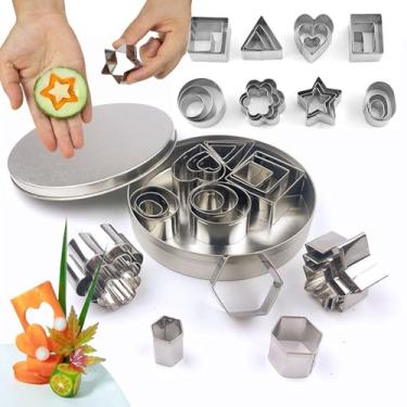 Imagem de Conjunto de cortadores de biscoito pequenos com caixa de lata, 24 peças de cortadores de biscoito de coração, mini cortadores de biscoito de aço inoxidável de metal durável, cortadores de argila de
