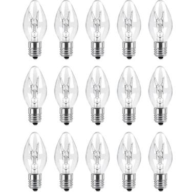 Imagem de MMBGJKG (Pacote Com 15 Lâmpadas De Sal - 7 Watts, Lâmpadas Noturnas E Lâmpadas De Sal, Lâmpadas De Reposição, C7/7 Watts/120 V/45 Lúmens, Base De Candelabro E12, Branco Quente - Regulável)