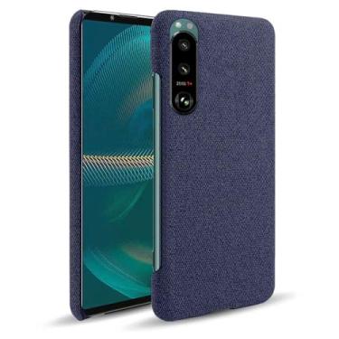 Imagem de Capa para Sony Xperia 5 III,Capa desenhada em lona,Case Protetora Ultrafina com Empunhadura Macia,Design em Tecido Antichoque e Antiarranhões-Blue