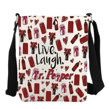 Imagem de JYTAPP Bolsa tiracolo Live Laugh Drink Bolsa para entusiastas de refrigerante, presente de clube social, presente de lata e bebida, Bege, Small, Tendência