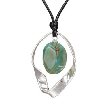 Imagem de Jeniiahua Colares femininos longos Boho com pingente de madeira de couro vintage, estilo étnico, círculo, dourado, hippie, colar, Couro sintético, Sem Pedra Preciosa