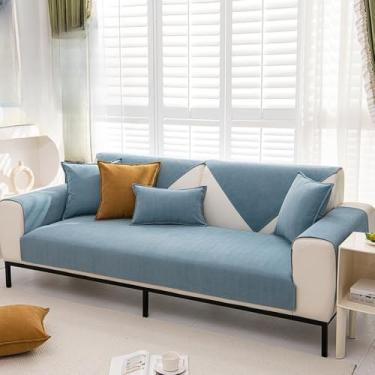 Imagem de Capa de almofada impermeável para sofá, texturas, universal, antiderrapante, toalha protetora para sofá, para decoração de sala de estar, à prova d'água, azul, 90x240 cm, 1 peça