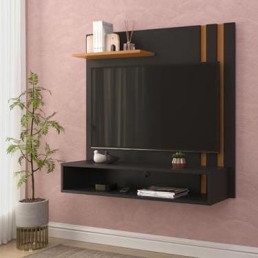 Imagem de Painel De parede Light para tvs 32 Polegadas com Nichos e prateleiras (Preto/Nature)