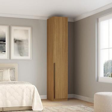 Imagem de Guarda-roupa Modular 1 Porta com Prateleiras e Cabideiros Altezza Freijó
