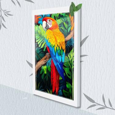 Imagem de Quadro Decorativo Arara Macau + Vidro 33x25 Sala Quarto