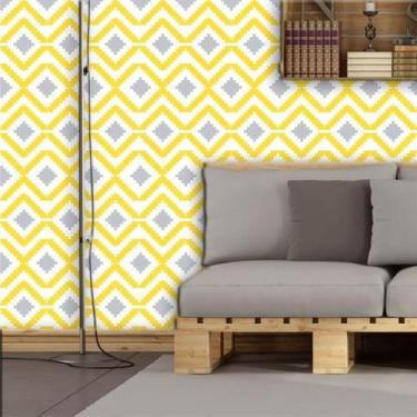 Imagem de Papel de Parede Autocolante Geométrico Cinza e Amarelo 250 - Inove Pap
