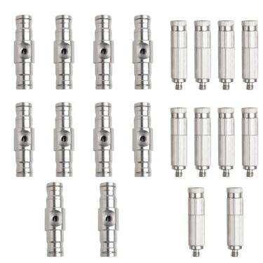 Imagem de TL TOOLEGIN Kit de nebulização de latão para pátio – 10 peças de microbocais de latão e 10 peças de conectores deslizantes de 1/10.2 cm para resfriamento externo (UNC 10/24, orifício de precisão de