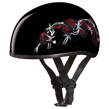 Imagem de Capacete de caveira Daytona Helmets para motocicleta meio capacete - Barbed Roses 100% aprovado pelo DOTDaytona Helmets "Leading The Way In Quality Headgear" 2XS vermelho D6-BRO-2XS