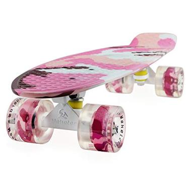 Imagem de Skate mini cruzador, 56 cm, retrô, menino, crianças, primeiro skate para jovens iniciantes, crianças, adolescentes, menina, jovens, adultos, patinetas, meninos 7 a 10 anos (camuflagem rosa)