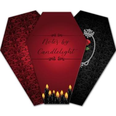 Imagem de Cadernos em forma de caixão encadernados com fios da Notes By Candlelight - Forrados | 60 páginas cada, total de 180 (90 folhas) - Artigos de papelaria bruxos e góticos, caderno de exercícios de