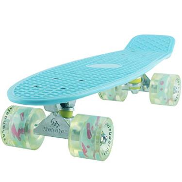 Imagem de Skate azul claro completo para jovens 56 cm mini cruzador skates para crianças, meninos, meninas, iniciantes, crianças, adolescentes, cães de 5 a 8 anos (azul claro)