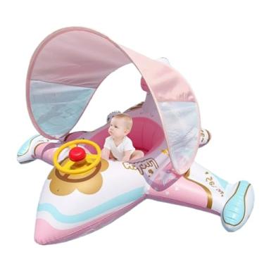 Imagem de Bóia de Piscina Avião Infantil - Brinquedo Piscina Avião Barco com Proteção Solar,Flutuador Confortável para Diversão Aquática ao Ar Livre com Amigos, Colegas e Casais