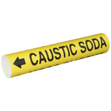 Imagem de Brady Marcador de tubo Bradysnap-On 4021-C, B-915, folha de plástico impresso em espiral preto sobre amarelo, legenda "soda cáustica"