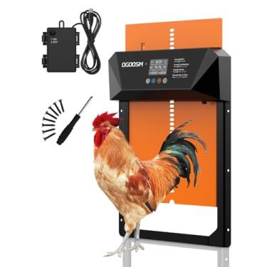 Imagem de Porta automática de galinheiro de tamanho grande, porta de galinheiro automática alimentada por bateria com temporizador e modo manual, sensor anti-beliscar, porta de frango de alumínio impermeável