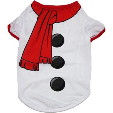 Imagem de Petitebella Camiseta com tema de Natal para cachorro (boneco de neve, médio)