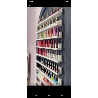 Imagem de Kit 6 Pratileiras Mdf Expositor Esmaltes Tintas Temperos, MDF branco T