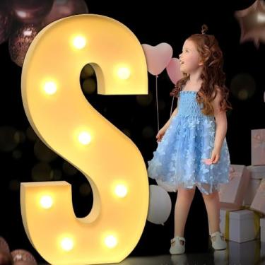 Imagem de Letras iluminadas, letreiro de LED com 26 letras, decoração de parede com alfabeto para festa em casa, bar, casamento, aniversário, festival, operado por bateria