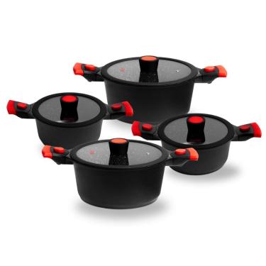 Imagem de Jogo de 4 Panelas Antiaderentes Em Mármore Autêntico Chef