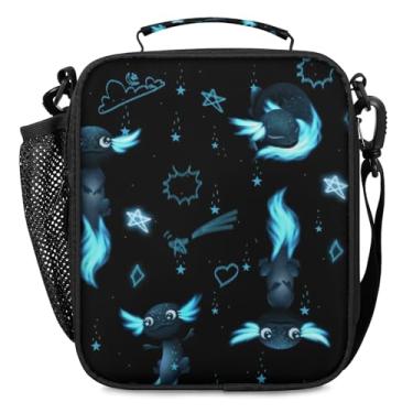 Imagem de Lancheira para meninos e meninas – Lancheira térmica reutilizável para crianças – Axolotl azul grande capacidade cooler volta às aulas lancheira térmica kit sacola de refeição